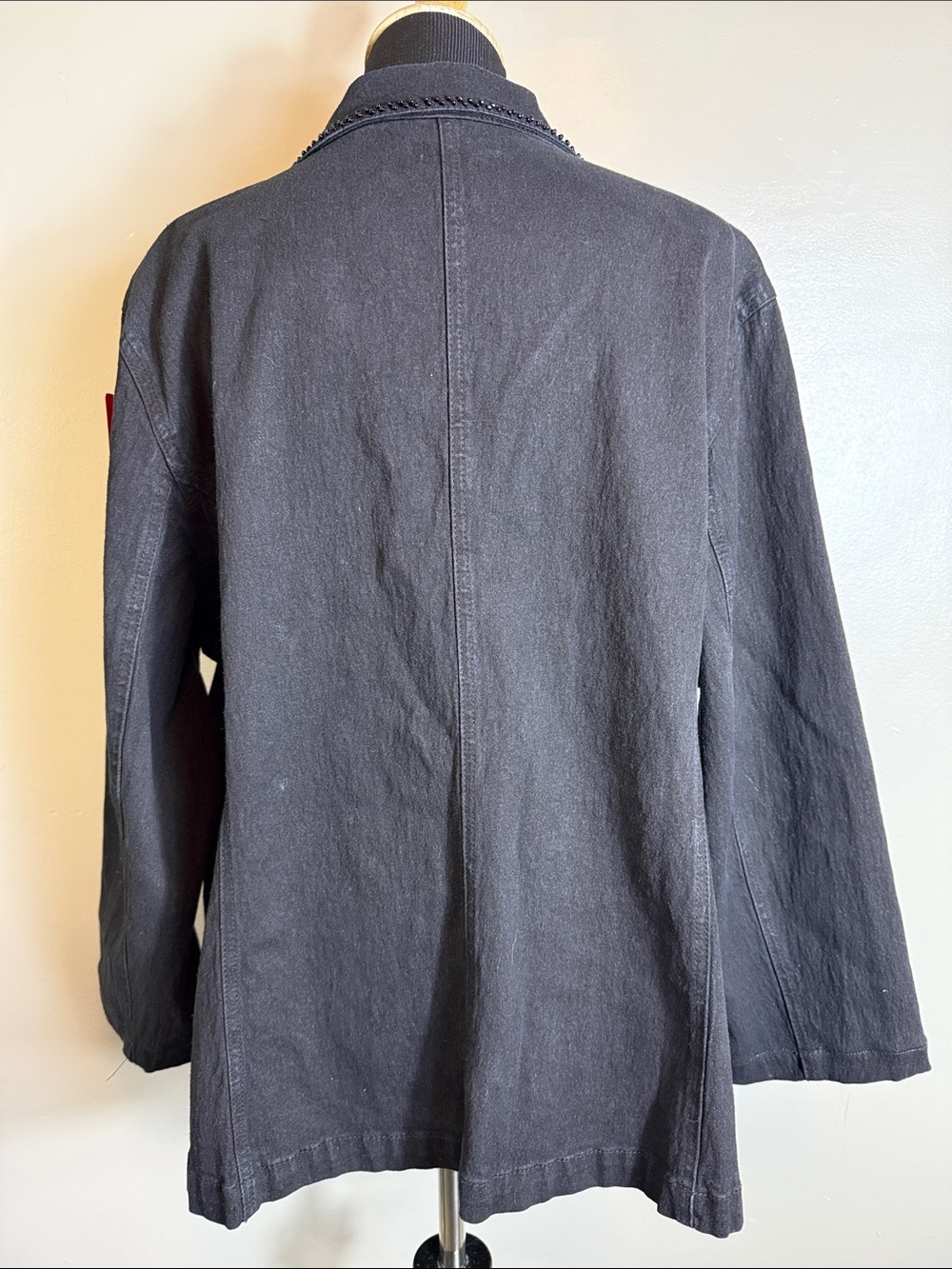 Vintage DG2 Diane Gilman Black Stretch Denim Rhinestone Blazer Jacket Sz 2X - Picture 5 of 10